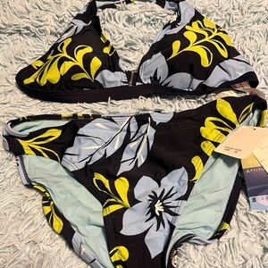 Ocean Dreams Black and Yellow Floral Bikini